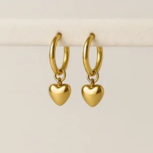 Amora Heart Hoops - 18K Gold Plated - Skin Safe - Waterproof