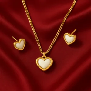 Ivory Heart Set - 18K Gold Plated - Skin Safe - Waterproof
