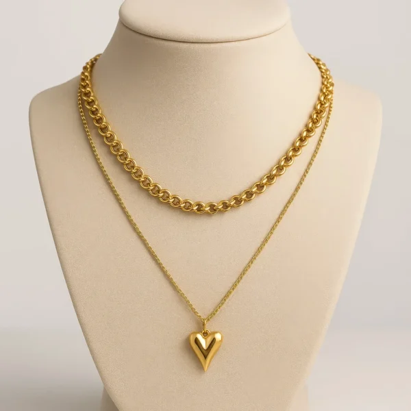 Heart & Chain Double Layer Necklace_WEBP1