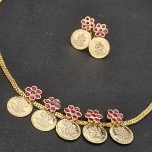 Lakshmi Coin Necklace Set - Gold Plated - Skin Safe