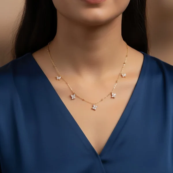 Gold Butterfly Charm Necklace - Skin Safe - Waterproof Gold Butterfly Charm Necklace - Skin Safe - Waterproof