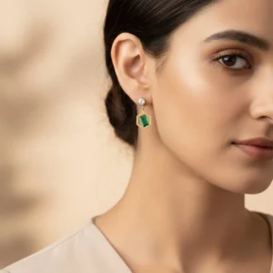 Emerald Hex Earrings