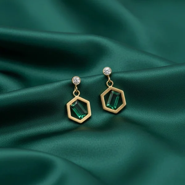 Emerald Hex Earrings