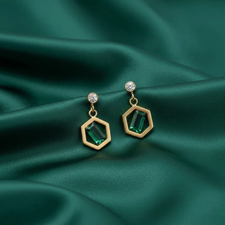 Emerald Hex Earrings