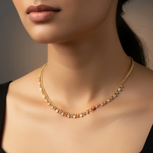 Gem Drop Necklace - Gold Plated - Skin Safe - Waterproof Gem Drop Necklace - Gold Plated - Skin Safe - Waterproof