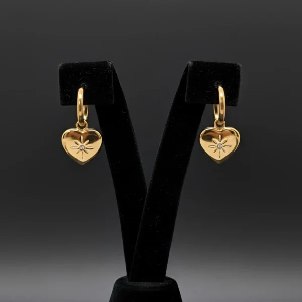 Celestial Heart Hoops - Gold Plated - Skin Safe - Waterproof Celestial Heart Hoops - Gold Plated - Skin Safe - Waterproof