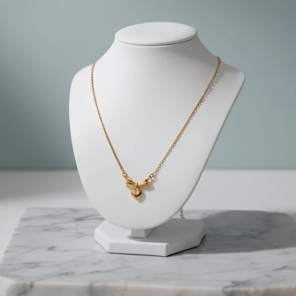 Love Ribbon Necklace - Gold Plated - Waterproof - Skin Safe Love Ribbon Necklace - Gold Plated - Waterproof - Skin Safe