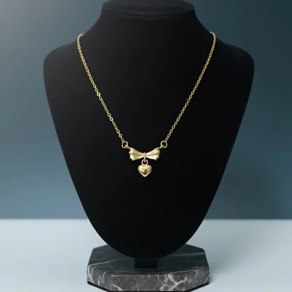 Love Ribbon Necklace - Gold Plated - Waterproof - Skin Safe Love Ribbon Necklace - Gold Plated - Waterproof - Skin Safe