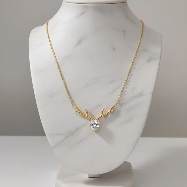 Antler Heart Necklace - Gold Plated - Skin Safe - Waterproof