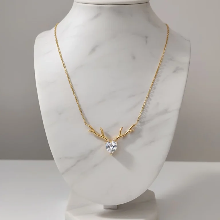 Antler Heart Necklace - Gold Plated - Skin Safe - Waterproof