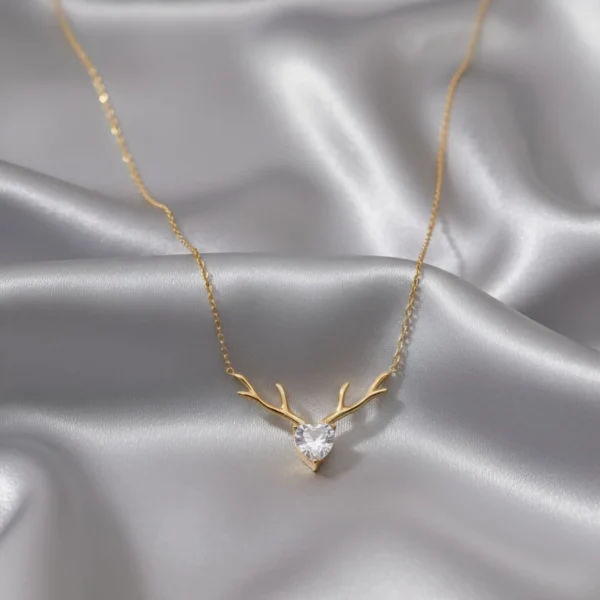Antler Heart Necklace - Gold Plated - Skin Safe - Waterproof Antler Heart Necklace - Gold Plated - Skin Safe - Waterproof