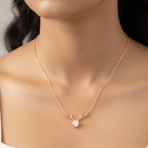 Antler Heart Necklace – Gold Plated – Skin Safe – Waterproof Antler Heart Necklace - Gold Plated - Skin Safe - Waterproof