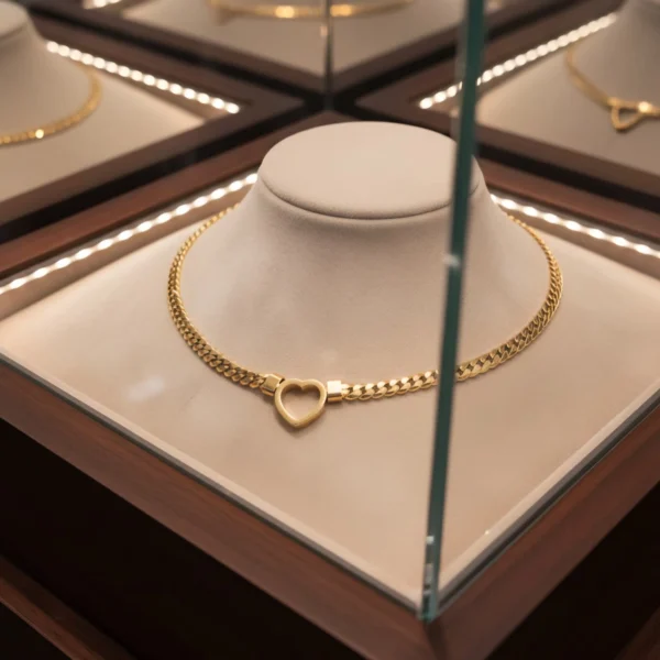 Adorn Heart Necklace - Gold Plated - Skin Safe - Waterproof Adorn Heart Necklace - Gold Plated - Skin Safe - Waterproof