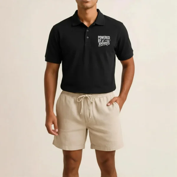 Black Vegan Men Polo T Shirt 3 Black Vegan Men Polo T Shirt 3