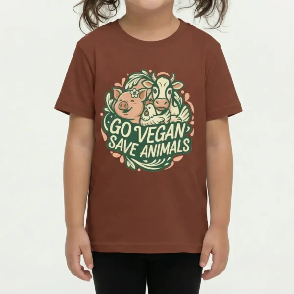 Brick Red Vegan Kids T Shirt 2 Brick Red Vegan Kids T Shirt 2