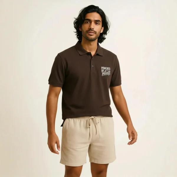 Coffee Brown Vegan Men Polo T Shirt 2