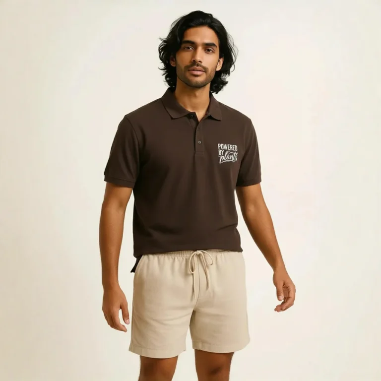 Coffee Brown Vegan Men Polo T Shirt 2