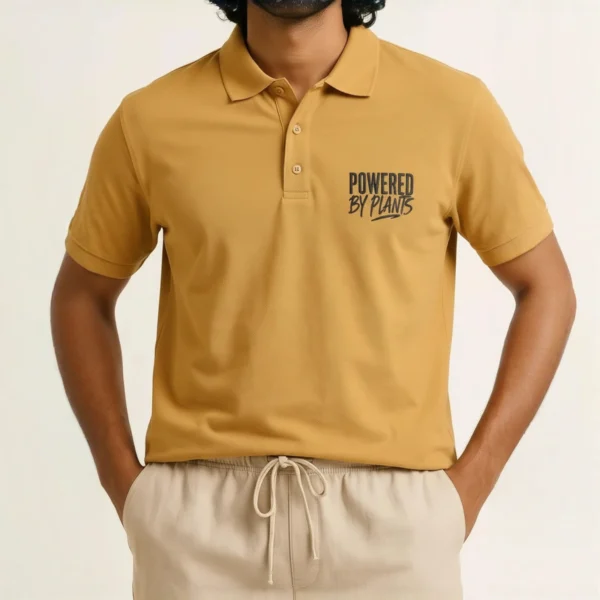 Mustard Yellow Vegan Men Polo T Shirt 4 Mustard Yellow Vegan Men Polo T Shirt 4