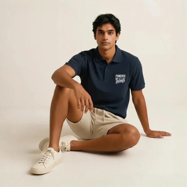 Navy Blue Vegan Men Polo T Shirt 2 Navy Blue Vegan Men Polo T Shirt 2