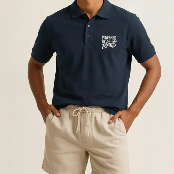 Navy Blue Vegan Men Polo T Shirt 3 Navy Blue Vegan Men Polo T Shirt 3