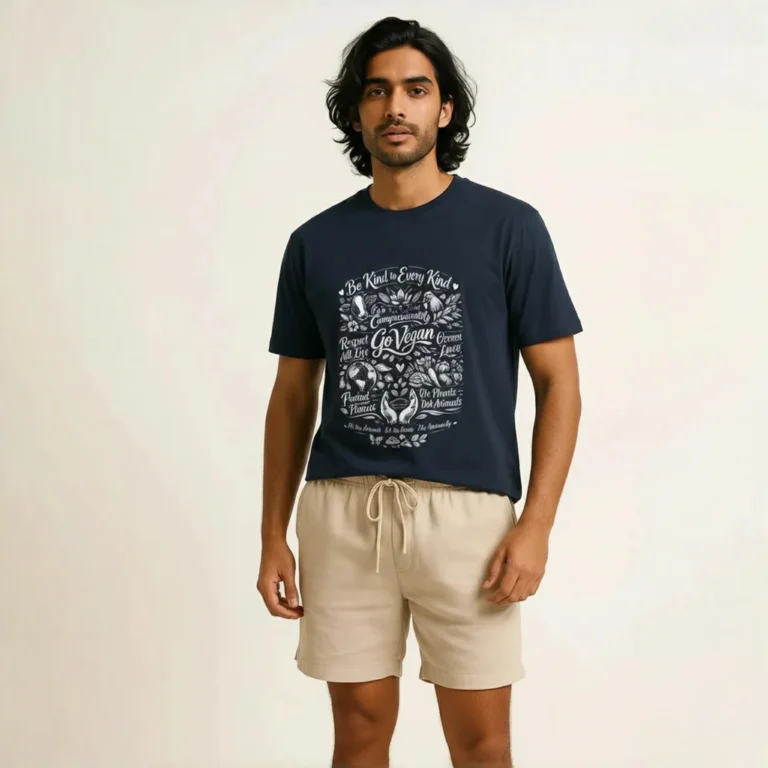 Navy Blue Vegan T Shirt 3