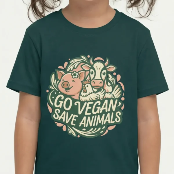 Petrol Blue Vegan Kids T Shirt 3 Petrol Blue Vegan Kids T Shirt 3
