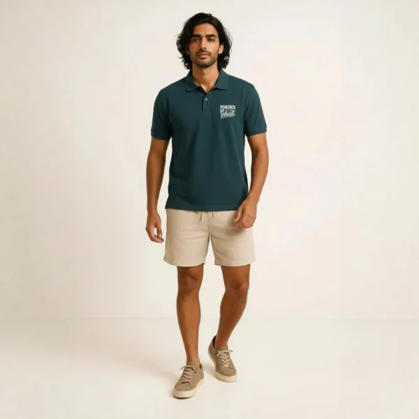 Petrol Blue Vegan Men Polo T Shirt 1 Petrol Blue Vegan Men Polo T Shirt 1