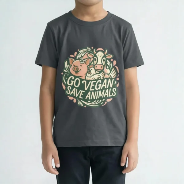 Steel Grey Vegan Kids T Shirt 2 Steel Grey Vegan Kids T Shirt 2