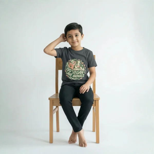 Steel Grey Vegan Kids T Shirt 4 Steel Grey Vegan Kids T Shirt 4