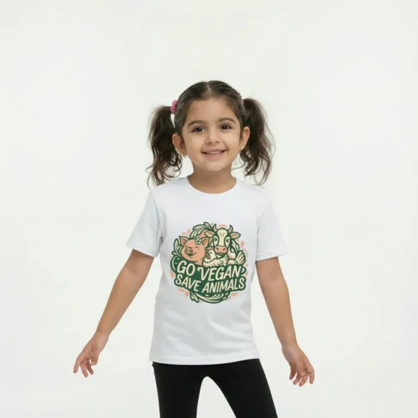 White Vegan Kids T Shirt 1