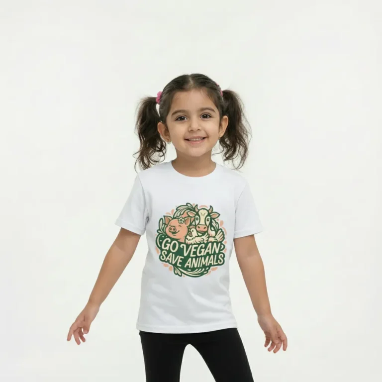 White Vegan Kids T Shirt 1